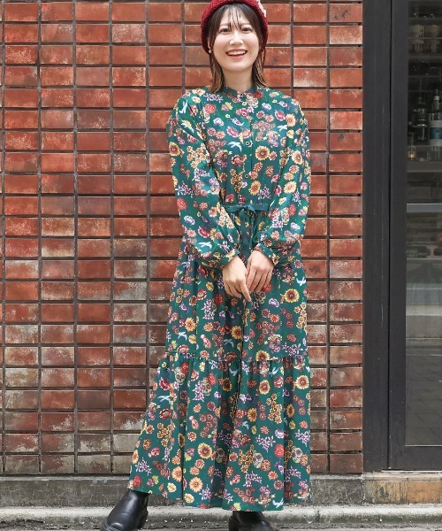 チチカカ（チチカカ）の「メヒコフロールプリントワンピース（ワンピース・レディース・グリーン/ブラック・FREE）」の2枚目の写真