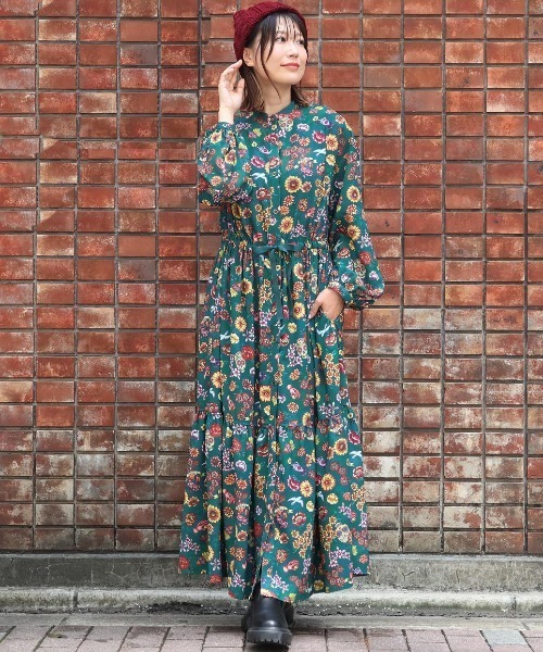 チチカカ（チチカカ）の「メヒコフロールプリントワンピース（ワンピース・レディース・グリーン/ブラック・FREE）」の5枚目の写真