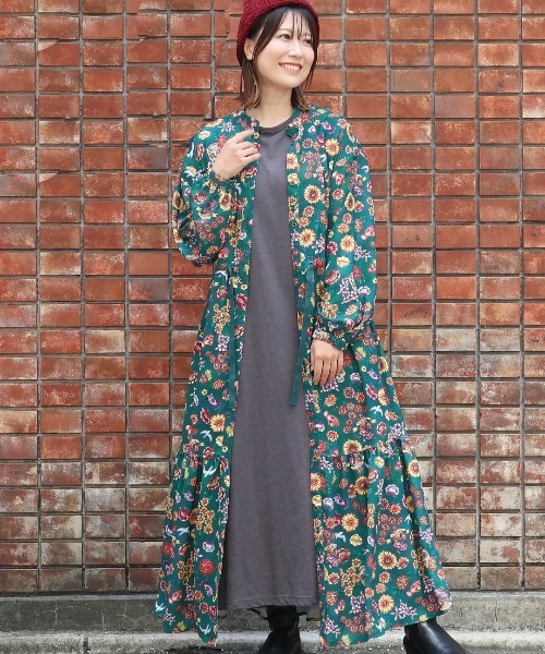 チチカカ（チチカカ）の「メヒコフロールプリントワンピース（ワンピース・レディース・グリーン/ブラック・FREE）」の6枚目の写真