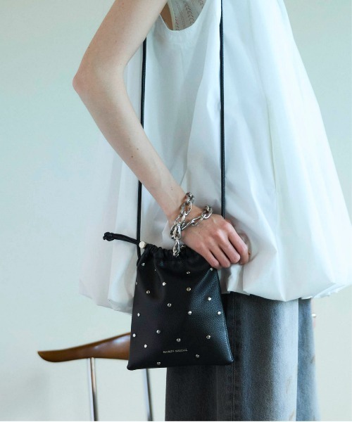 MAISON SPECIAL(メゾンスペシャル)の「【PRE-ORDER】Studs Drawstring Mobile Tote Bag/スタッズドローストリングモバイルトート(ショルダーバッグ・レディース・シルバー/ブラック・FREE)」の10枚目の写真