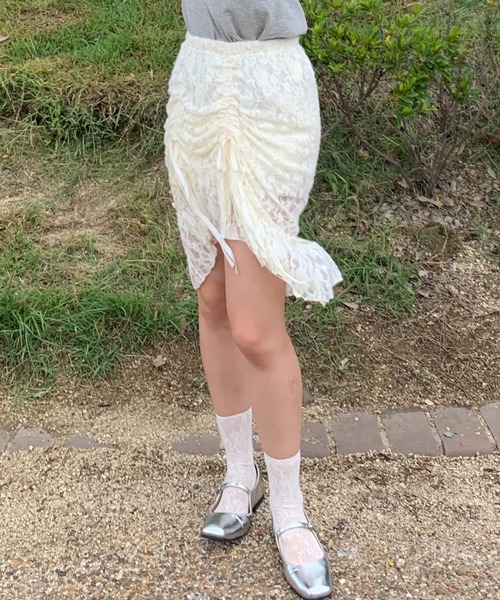 suzie angel（スージー エンジェル）の「イレヘム レース フリル スカート（スカート・レディース・アイボリー・M）」の18枚目の写真