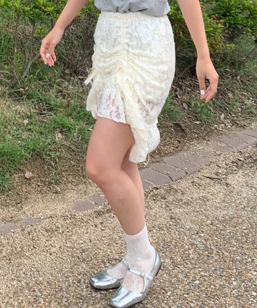 suzie angel（スージー エンジェル）の「イレヘム レース フリル スカート（スカート・レディース・アイボリー・M）」の20枚目の写真