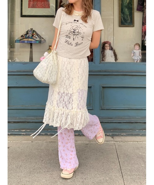 suzie angel（スージー エンジェル）の「イレヘム レース フリル スカート（スカート・レディース・アイボリー・M）」の3枚目の写真
