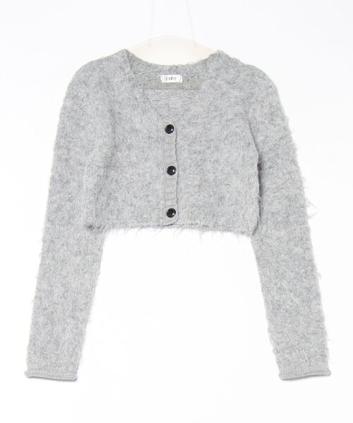 EVRIS(エヴリス)の「シャギークロップドニットカーディガン(ニット/セーター・レディース・ブルー/ブラック/ホワイト/レッド/グレー・FREE)」の3枚目の写真