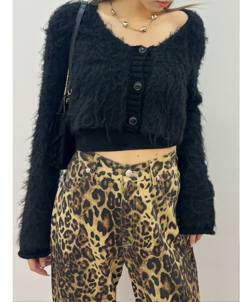 EVRIS(エヴリス)の「シャギークロップドニットカーディガン(ニット/セーター・レディース・ブルー/ブラック/ホワイト/レッド/グレー・FREE)」の1枚目の写真