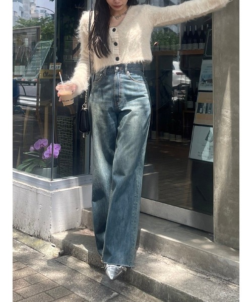 EVRIS(エヴリス)の「シャギークロップドニットカーディガン(ニット/セーター・レディース・ブルー/ブラック/ホワイト/レッド/グレー・FREE)」の12枚目の写真