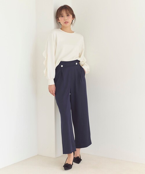 Feroux(フェルゥ)の「【洗える】ウエストタックワイドパンツ(その他パンツ・レディース・ベージュ系/グレー系/ネイビー系・1/2)」の11枚目の写真