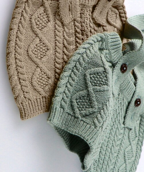 BRANSHES（ブランシェス）の「ニットサロペット＋ボディースーツセット（ロンパース・キッズ・ブラウン/ライトグリーン・80/70）」の13枚目の写真