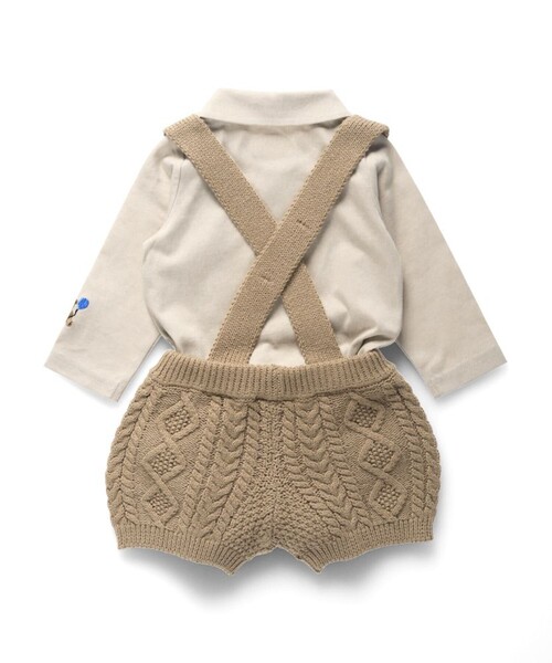 BRANSHES（ブランシェス）の「ニットサロペット＋ボディースーツセット（ロンパース・キッズ・ブラウン/ライトグリーン・80/70）」の15枚目の写真