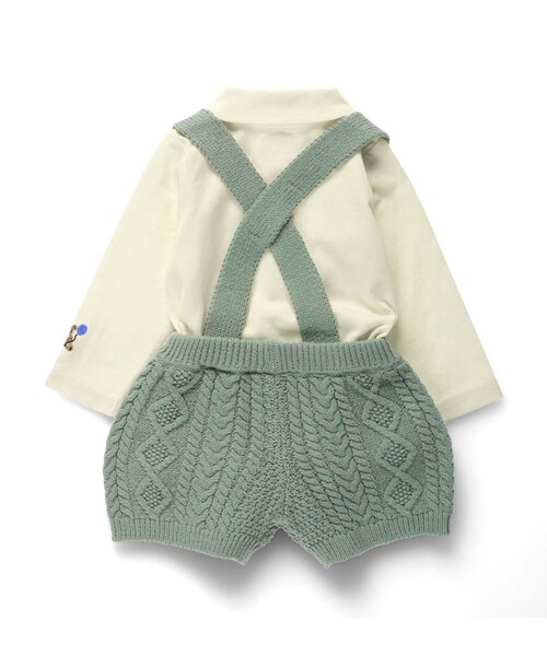 BRANSHES（ブランシェス）の「ニットサロペット＋ボディースーツセット（ロンパース・キッズ・ブラウン/ライトグリーン・80/70）」の20枚目の写真