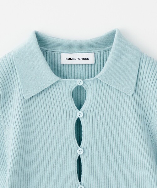 EMMEL REFINES（エメルリファインズ）の「＜EMMEL REFINES＞EM リブボタン コンパクト カーディガン（カーディガン/ボレロ・レディース・ダークグレー/ライトブルー/ライトピンク・FREE）」の6枚目の写真