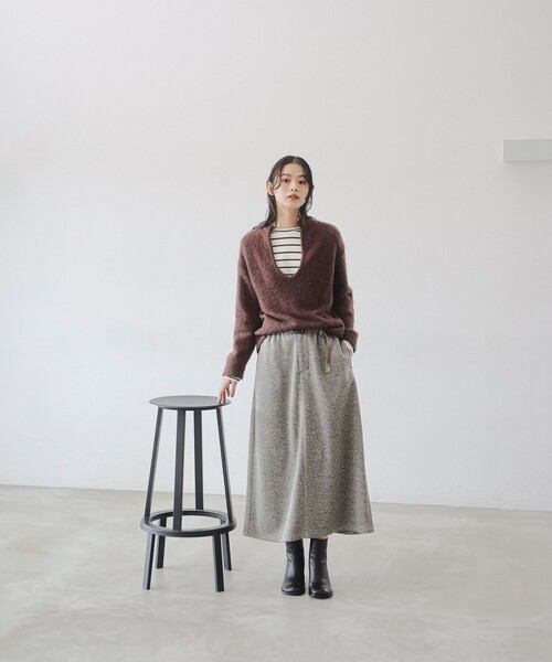 Gramicci（グラミチ）の「【別注】Gramicci / ニット フレア スカート（S～M）（スカート・レディース・ブラック系その他2/ブラック/ヘザーグレー・MEDIUM/SMALL）」の5枚目の写真