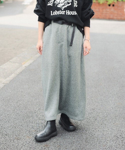 GRAMICCI（グラミチ） ニットフレアスカート / ブラック / Mサイズ セール】【別注】Gramicci / ニット フレア スカート（S～M