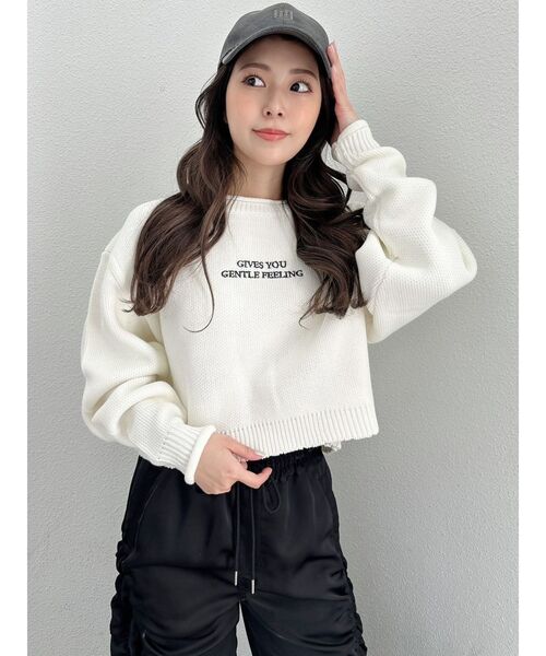 GYDA(ジェイダ)の「AMOROUS LOOSEニットトップス(ニット/セーター・レディース・ピンク/オフホワイト/ブラック・FREE)」の13枚目の写真