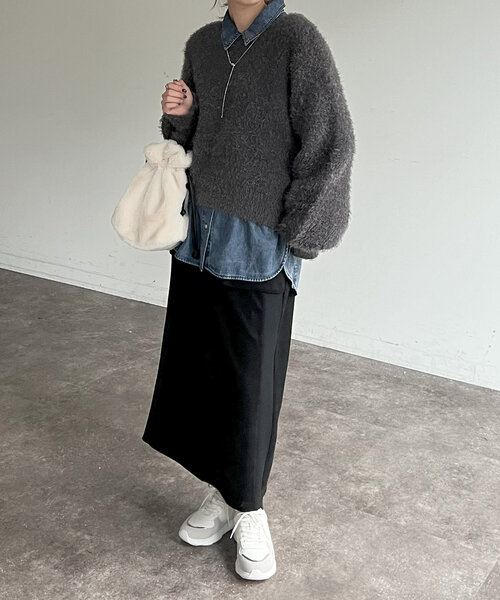 Chez toi（シェトワ）の「スエード×リブナロースカート（スカート