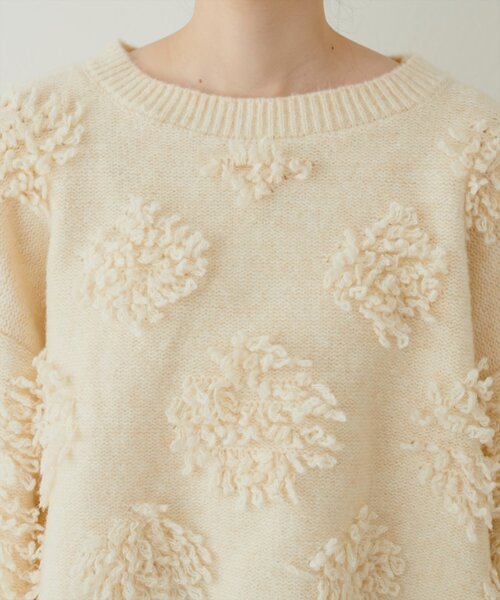 natural couture（ナチュラルクチュール）の「もしゃもしゃフラワーライクショートニット（ニット/セーター・レディース・オフホワイト/チャコールグレー/オレンジ/モカ/ピンク/レッド系その他・FREE）」の12枚目の写真