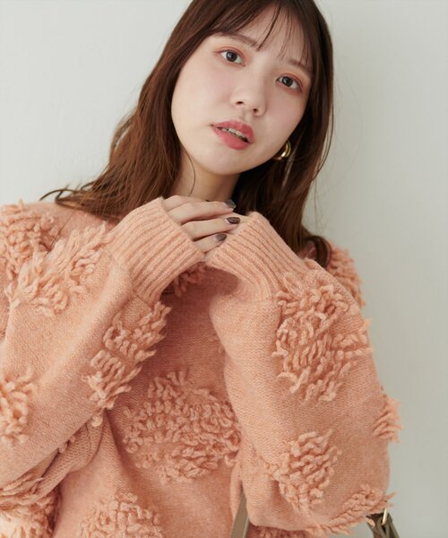 natural couture（ナチュラルクチュール）の「もしゃもしゃフラワーライクショートニット（ニット/セーター・レディース・オフホワイト/チャコールグレー/オレンジ/モカ/ピンク/レッド系その他・FREE）」の19枚目の写真