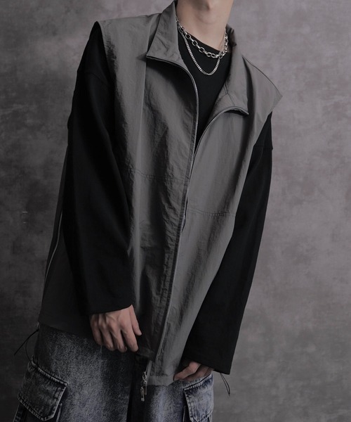 INTER FACTORY（インターファクトリー）の「しの - Side Zip Slit Nylon Vest / サイドジップスリットナイロンベスト　made in INTER FACTORY（ベスト・メンズ・ブラック/チャコールグレー・LARGE/MEDIUM/SMALL）」の12枚目の写真