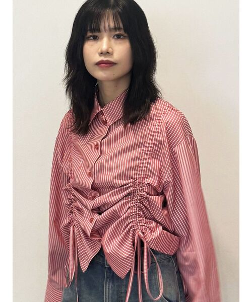 jouetie(ジュエティ)の「リボンギャザーシャツ(シャツ/ブラウス・レディース・オフホワイト/レッド/ネイビー・MEDIUM)」の17枚目の写真