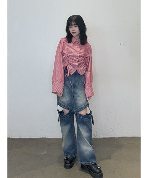 jouetie(ジュエティ)の「リボンギャザーシャツ(シャツ/ブラウス・レディース・オフホワイト/レッド/ネイビー・MEDIUM)」の19枚目の写真