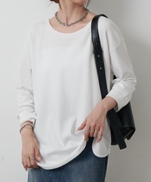 スマート裾ラウンド長袖Tシャツ