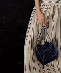 CHARLES & KEITH | ベルベットボウ ルーシュドトップハンドルバッグ(ハンドバッグ)