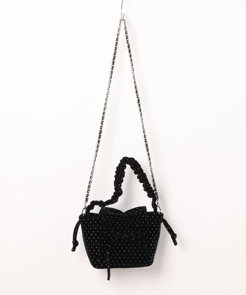 CHARLES & KEITH（チャールズ & キース）の「ベルベットボウ ルーシュドトップハンドルバッグ（ハンドバッグ・レディース・ブラック系その他2/ブラック/ダークブルー/ピンク・S）」の6枚目の写真