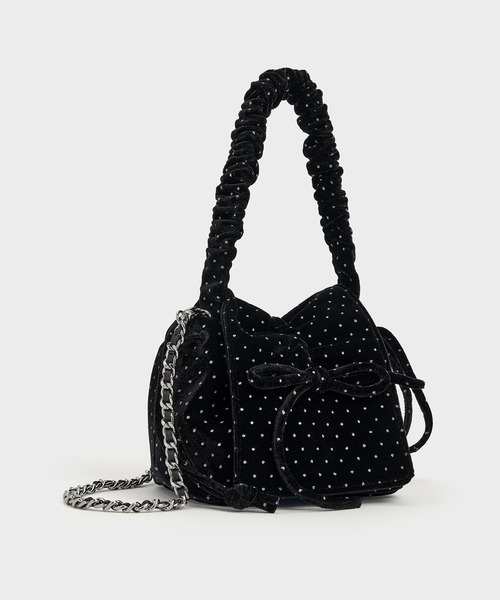 CHARLES & KEITH（チャールズ & キース）の「ベルベットボウ ルーシュドトップハンドルバッグ（ハンドバッグ・レディース・ブラック系その他2/ブラック/ダークブルー/ピンク・S）」の19枚目の写真