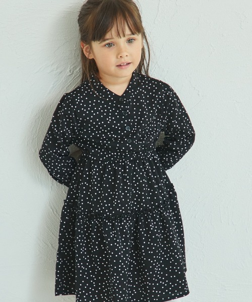 pairmanon(ペアマノン)の「【リンクコーデ】スタンドカラー ティアードワンピース(ワンピース・キッズ・ブラック/ブラウン系その他/ブラック系その他・100/110/120/130/140/150/90)」の4枚目の写真