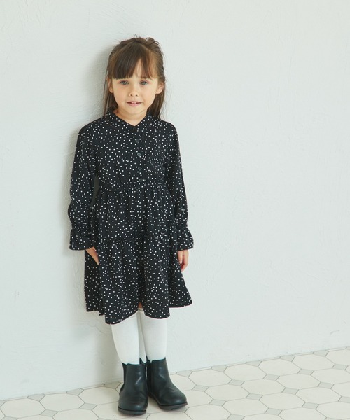 pairmanon(ペアマノン)の「【リンクコーデ】スタンドカラー ティアードワンピース(ワンピース・キッズ・ブラック/ブラウン系その他/ブラック系その他・100/110/120/130/140/150/90)」の5枚目の写真