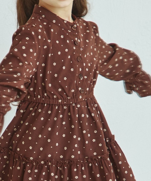 pairmanon(ペアマノン)の「【リンクコーデ】スタンドカラー ティアードワンピース(ワンピース・キッズ・ブラック/ブラウン系その他/ブラック系その他・100/110/120/130/140/150/90)」の8枚目の写真