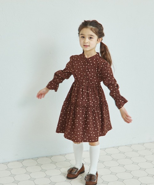 pairmanon(ペアマノン)の「【リンクコーデ】スタンドカラー ティアードワンピース(ワンピース・キッズ・ブラック/ブラウン系その他/ブラック系その他・100/110/120/130/140/150/90)」の9枚目の写真