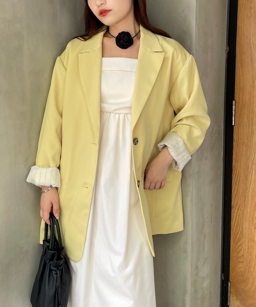 PURE BRIGHT（ピュアブライト）の「【菜々さんコラボ】テーラードジャケット（テーラードジャケット・レディース・イエロー/ネイビー/サックスブルー・FREE）」の3枚目の写真