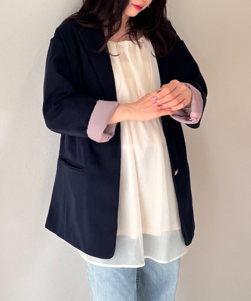 PURE BRIGHT（ピュアブライト）の「【菜々さんコラボ】テーラードジャケット（テーラードジャケット・レディース・イエロー/ネイビー/サックスブルー・FREE）」の10枚目の写真