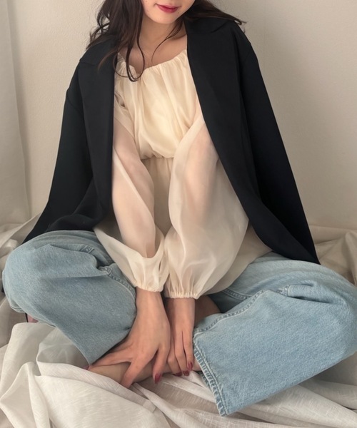 PURE BRIGHT（ピュアブライト）の「【菜々さんコラボ】テーラードジャケット（テーラードジャケット・レディース・イエロー/ネイビー/サックスブルー・FREE）」の11枚目の写真