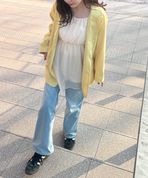 PURE BRIGHT（ピュアブライト）の「【菜々さんコラボ】テーラードジャケット（テーラードジャケット・レディース・イエロー/ネイビー/サックスブルー・FREE）」の13枚目の写真