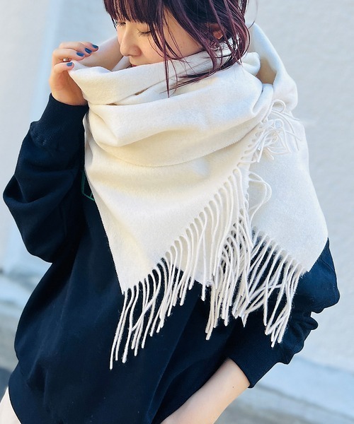 TWEED MILL(ツイードミル)の「【追加3】【TWEEDMILL/ツイードミル】ウールストール(ストール/ショール・レディース・クリーム/ダークベージュ・フリー)」の3枚目の写真