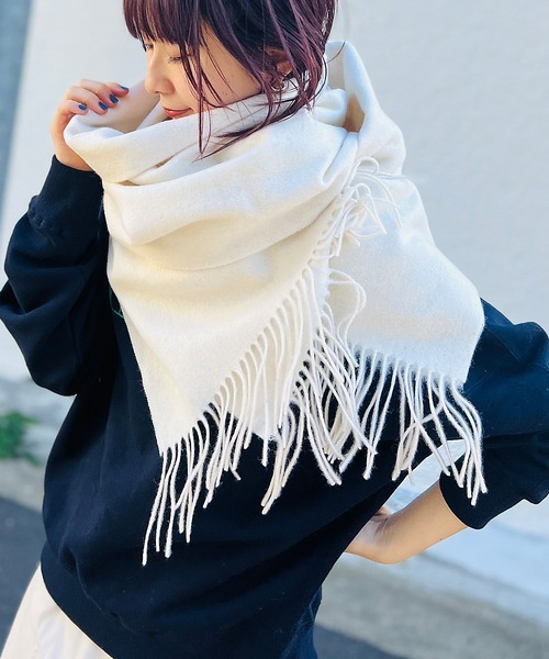 TWEED MILL(ツイードミル)の「【追加3】【TWEEDMILL/ツイードミル】ウールストール(ストール/ショール・レディース・クリーム/ダークベージュ・フリー)」の4枚目の写真