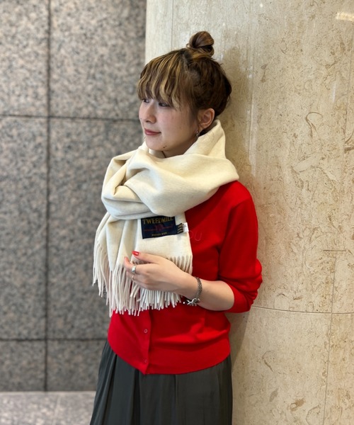 TWEED MILL(ツイードミル)の「【追加3】【TWEEDMILL/ツイードミル】ウールストール(ストール/ショール・レディース・クリーム/ダークベージュ・フリー)」の14枚目の写真