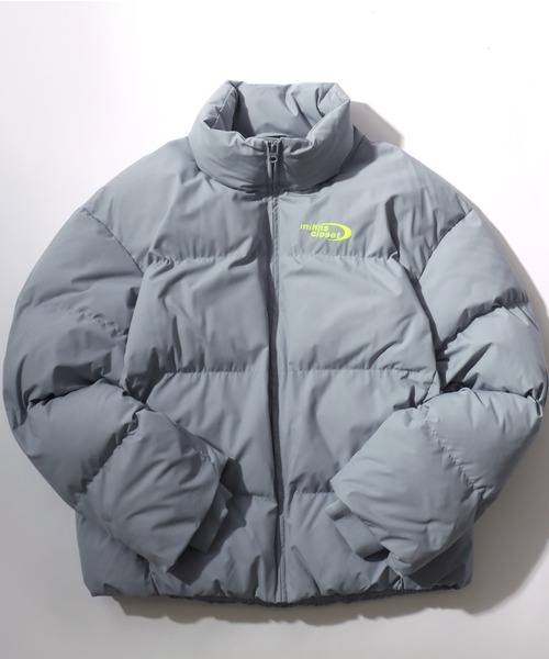 【セール】別注 ワンポイントロゴ刺繍 フェイクダウンジャケット メンズ レディース ユニセックス/中綿/パデッドジャケット/パファージャケット/ペディン（ダウンジャケット/コート）｜mihns closet（ミンズクローゼット）