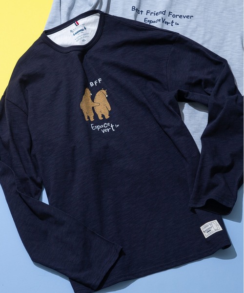 BLUE STANDARD/ブルースタンダード】スラブ天竺 アニマルプリントロンT