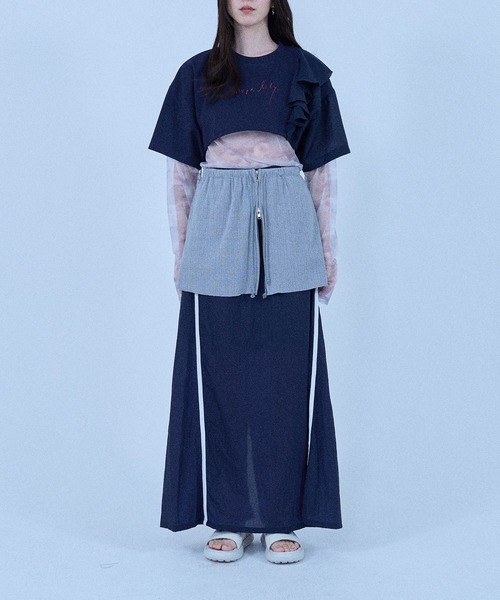 Nora Lily elle(ノラリリーエル)の「【Nora Lily】「elle」Sheer Track Skirt(スカート・レディース・ライトグレー/ピンク/ネイビー・FREE)」の17枚目の写真