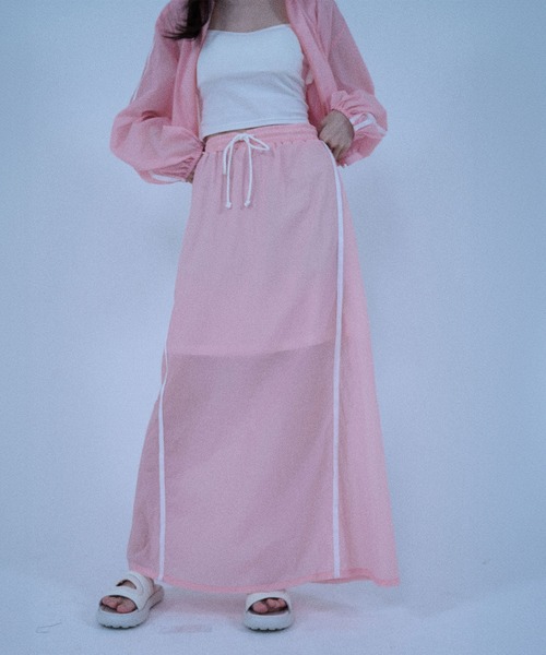 Nora Lily elle(ノラリリーエル)の「【Nora Lily】「elle」Sheer Track Skirt(スカート・レディース・ライトグレー/ピンク/ネイビー・FREE)」の10枚目の写真