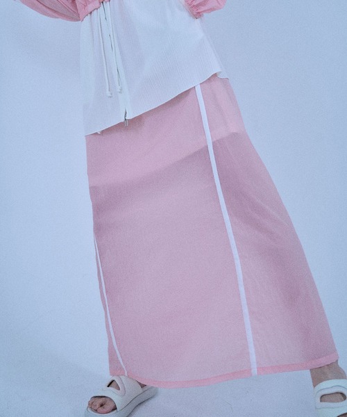 Nora Lily elle(ノラリリーエル)の「【Nora Lily】「elle」Sheer Track Skirt(スカート・レディース・ライトグレー/ピンク/ネイビー・FREE)」の8枚目の写真
