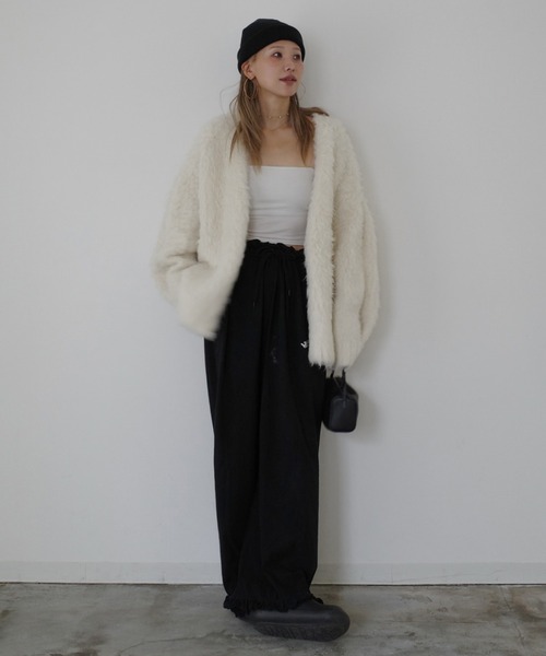 セール】《hideka select》シャギーニットルーズVネックカーディガン