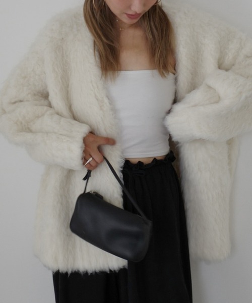 HEILIS(ヘイリス)の「【大人気!HIT ITEM!】【新色追加】《hideka select》シャギーニットルーズVネックカーディガン / アイボリー グレー グリーン ピンク ブルー イエロー ホワイト エアリー 秋服 冬服 ニットカーディガン羽織りアウター 韓国 保温 ガーリー シャギー プードル モンスター 長袖 トップス(カーディガン/ボレロ・レディース・イエロー/グレー/ブルー/グリーン/ピンク/アイボリー・FREE)」の21枚目の写真