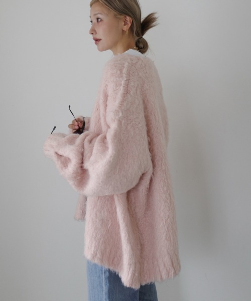 セール】《hideka select》シャギーニットルーズVネックカーディガン