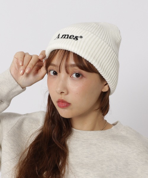 AMESWORLDWIDE（アメスワールドワイド）の「【UNISEX】AMES WORLDWIDE／カラーロゴビーニー（ニットキャップ/ビーニー・レディース・ホワイト/ブラック・FREE）」の13枚目の写真
