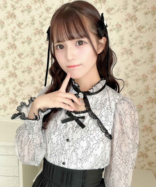 ROJITA（ロジータ）の「配色レース長袖トップス（シャツ/ブラウス・レディース・パープル/ブラック/ホワイト・FREE）」の11枚目の写真