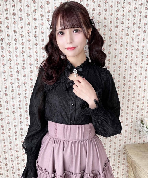 ROJITA（ロジータ）の「配色レース長袖トップス（シャツ/ブラウス・レディース・パープル/ブラック/ホワイト・FREE）」の14枚目の写真